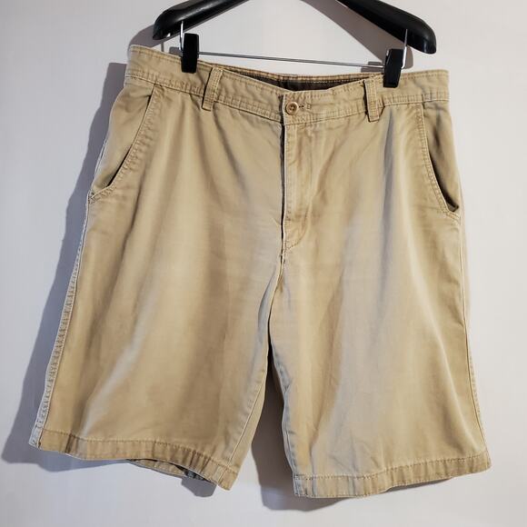 Timberland Men's 36 Khaki Denim 100% Cotton Embroidered Logo Flap Pocket Shorts - Picture 1 of 8